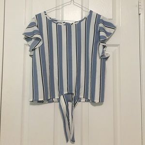 blue white and black striped blouse shirt